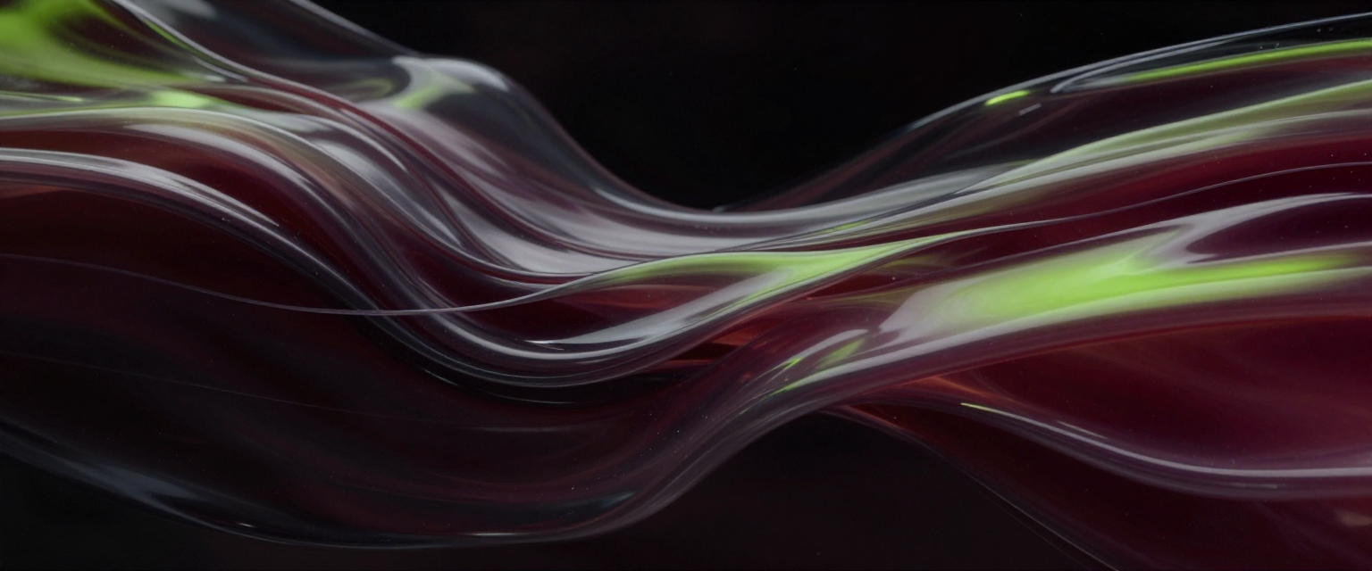Burgundy, translucent and lime forms flowing together